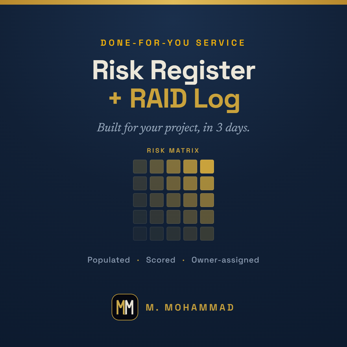 Done-for-you Risk Register and RAID Log service